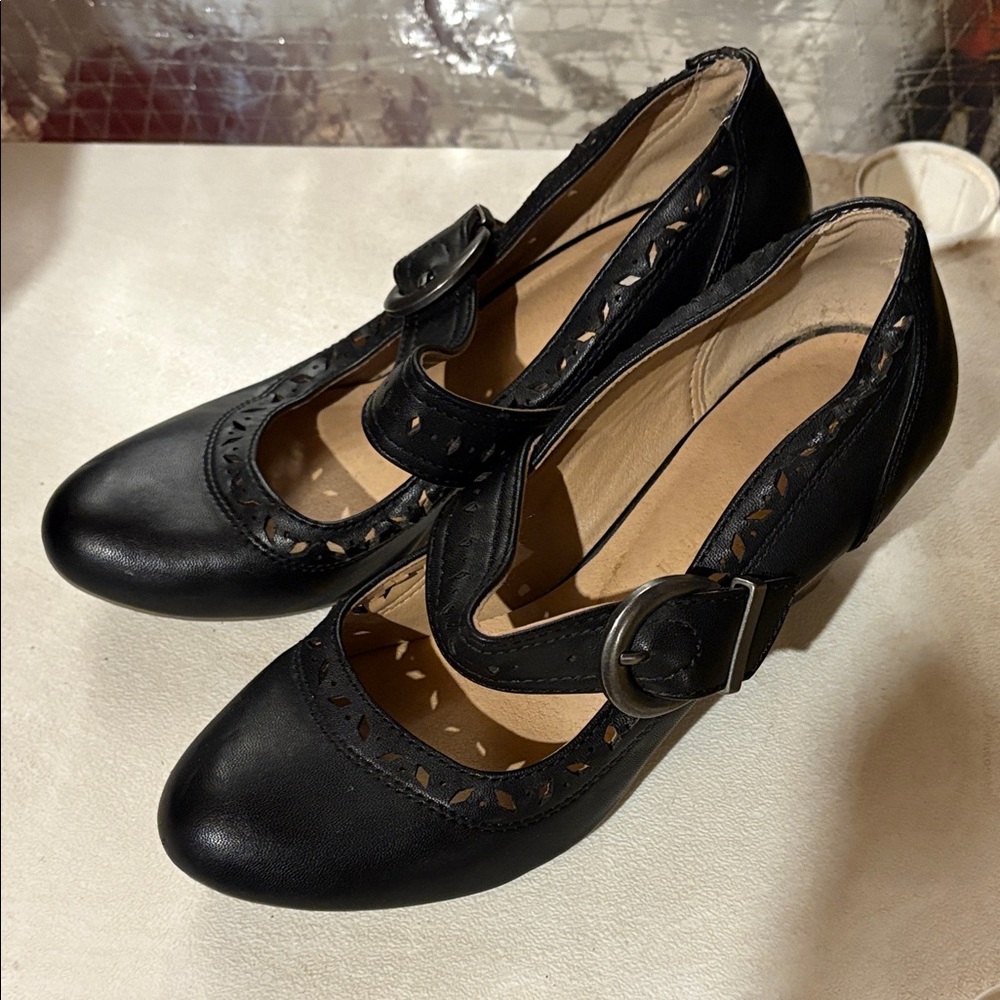 Michael Shannon Black Heels with Buckle Detail